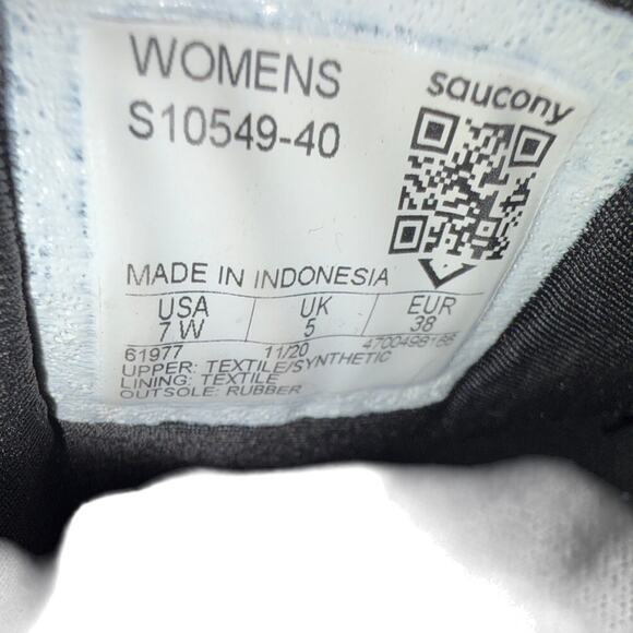 Saucony Guide 13 PWRRUN Running Shoes Sneakers Black Women’s Size 7 - Picture 7 of 7